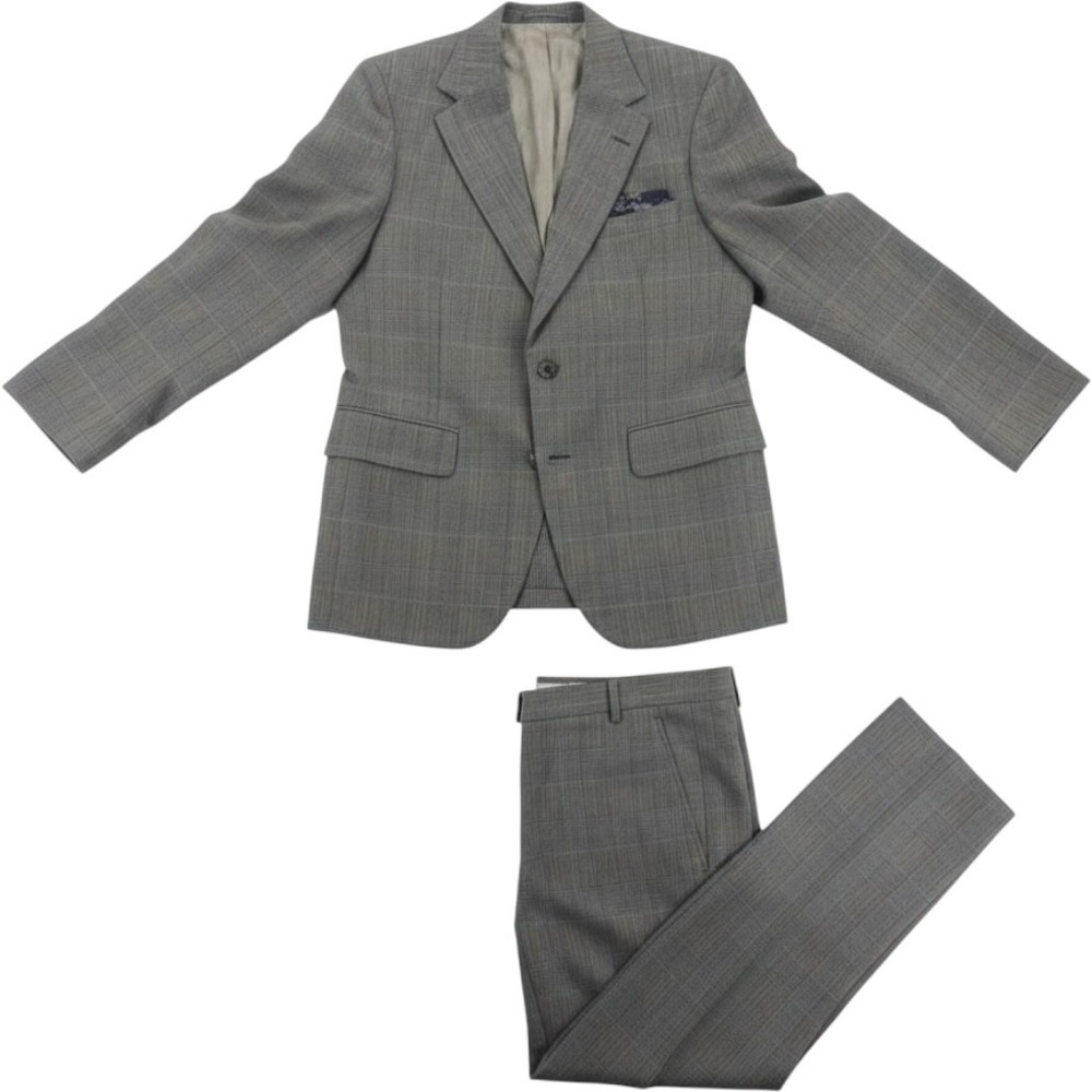 Johnny Carson Suit Mens Grey Glen Plaid 2pc Blazer Trousers Vintage Union Made